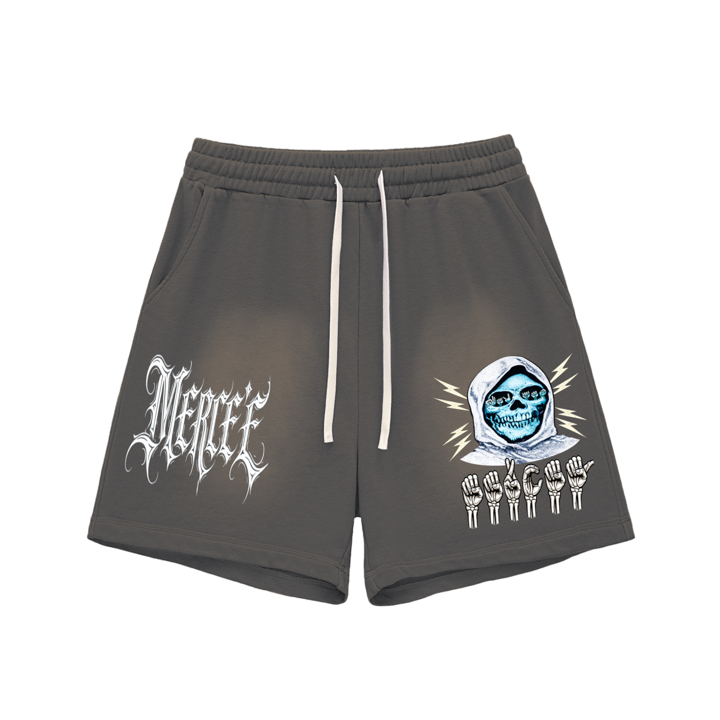 Sun Fade Raw Edge Cotton Shorts