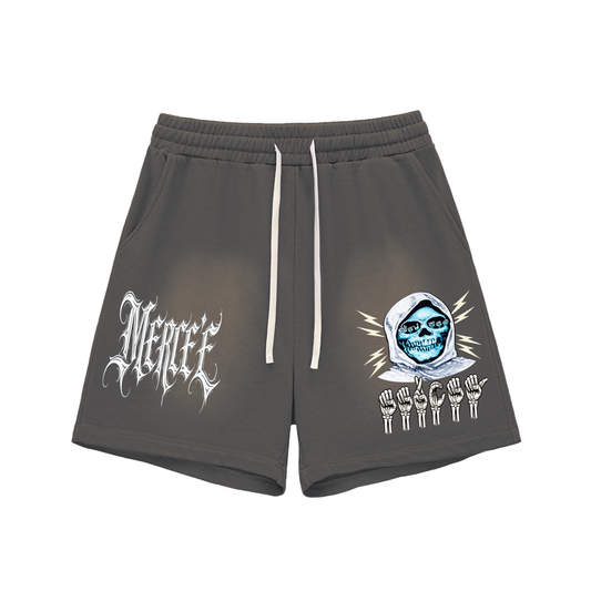 Sun Fade Raw Edge Cotton Shorts
