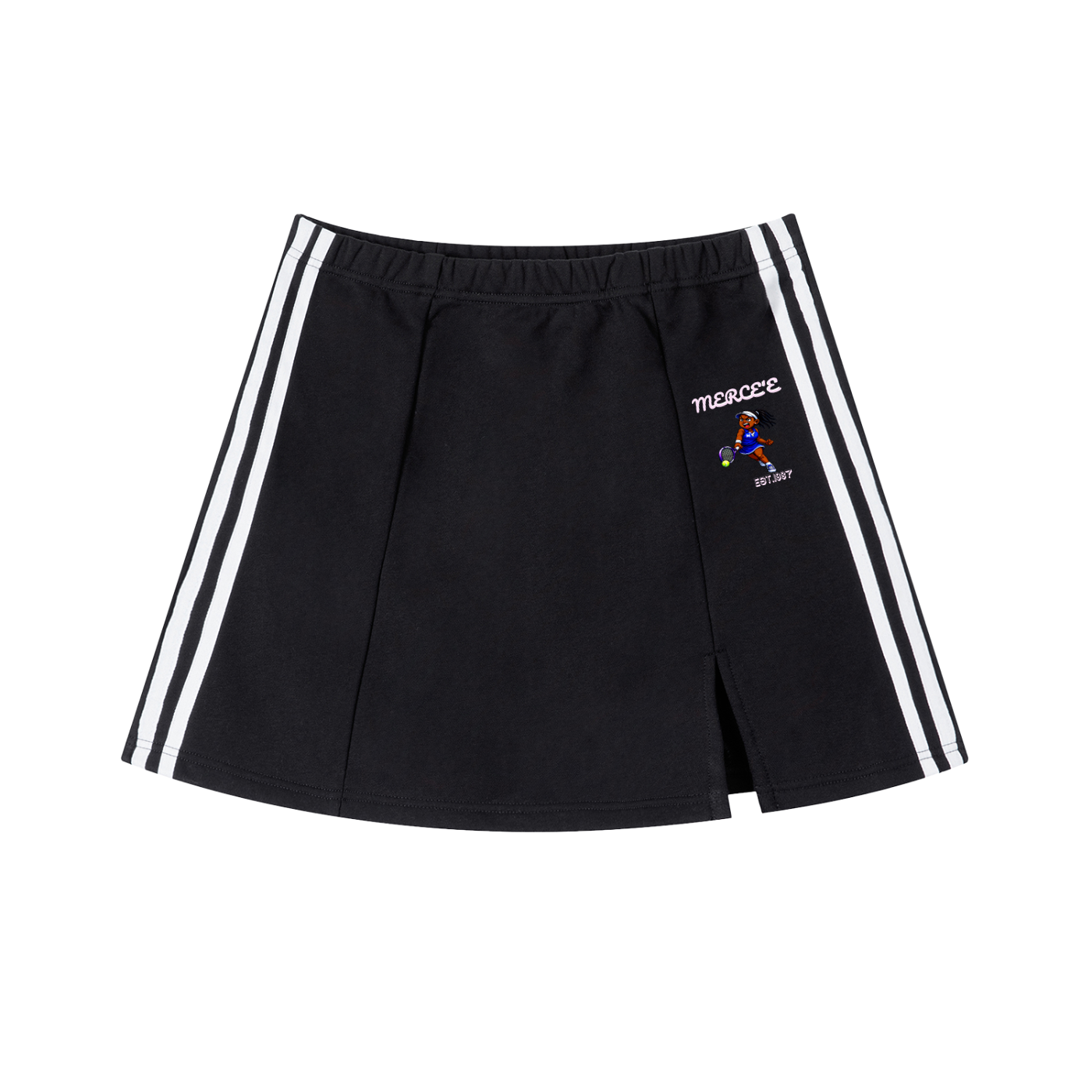 Contrast Side Stripe Slit Skirt