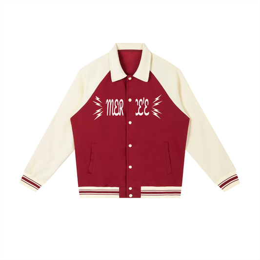 Contrast Raglan Sleeve Baseball Jacket