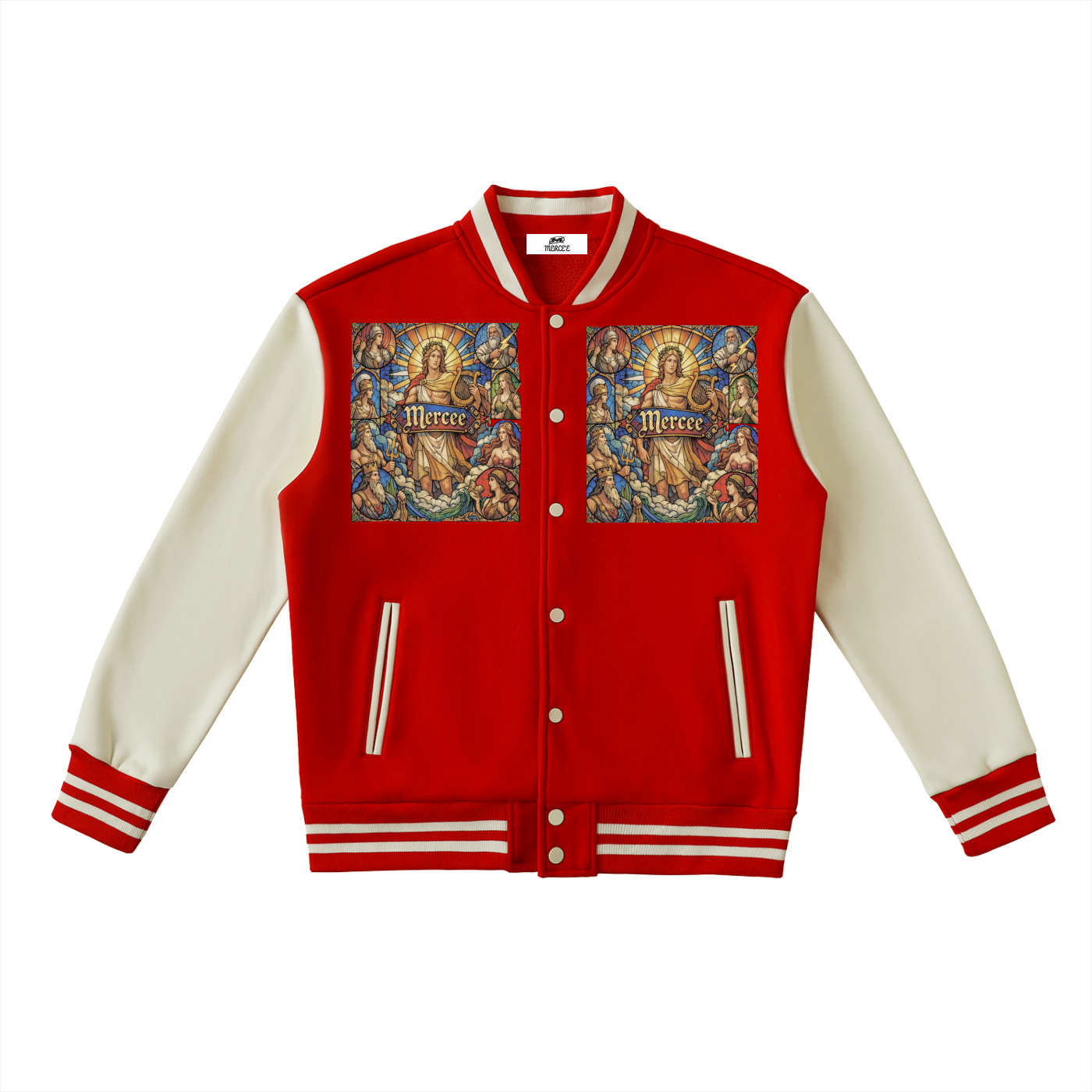 Two-Tone Fleeced Varsity Jacket