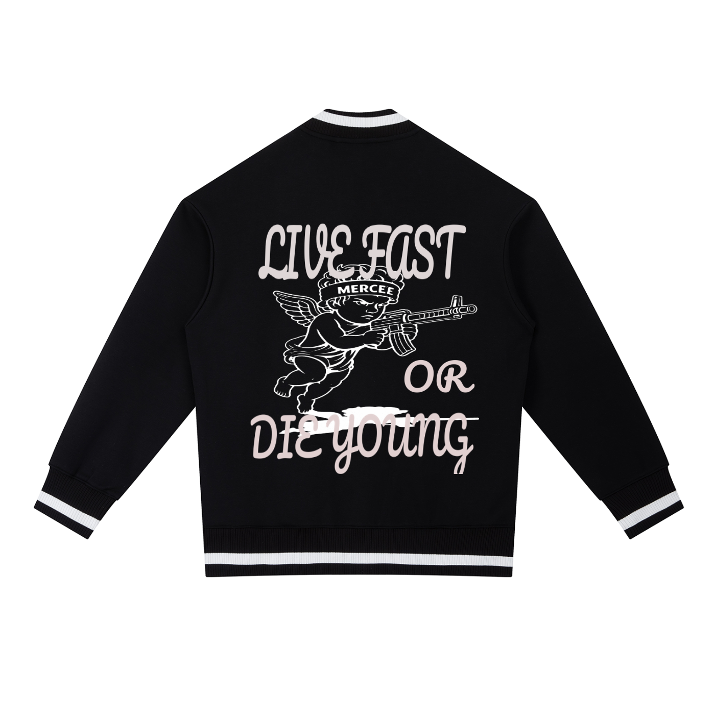 Contrast Piping Zip Bomber Jacket