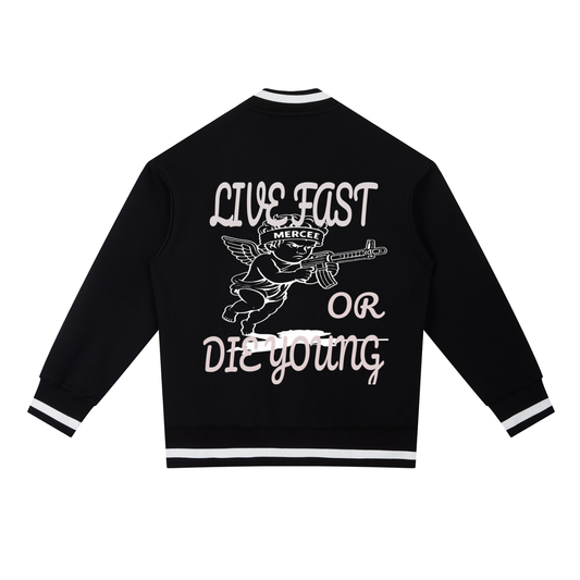 Contrast Piping Zip Bomber Jacket