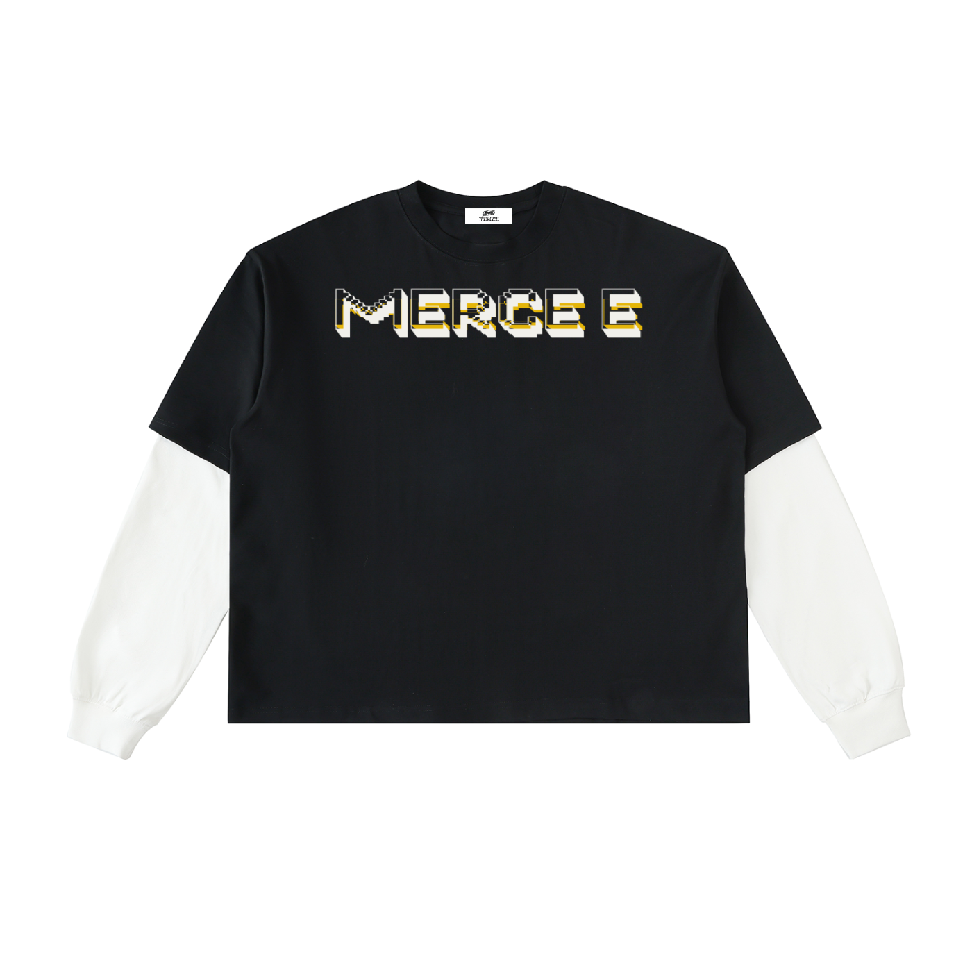 Layered Contrast Sleeve Cotton T-Shirt