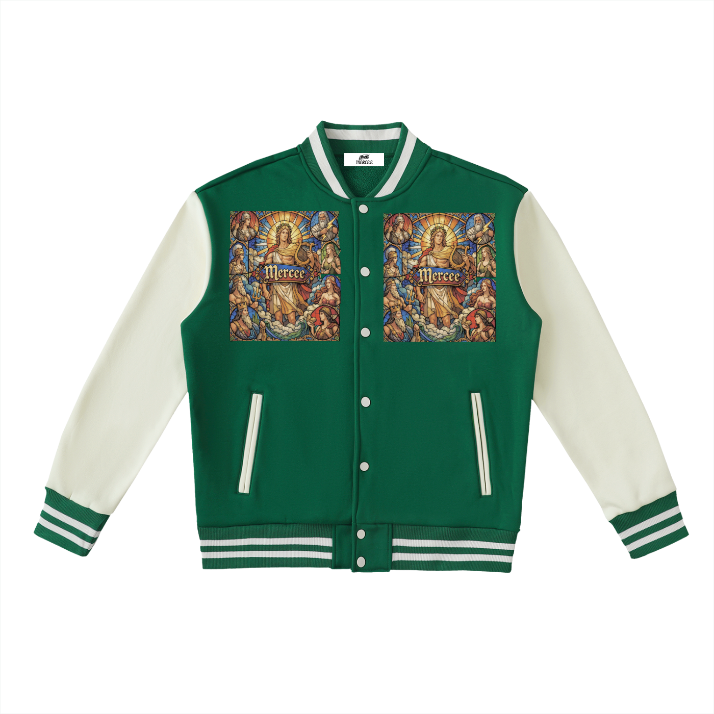 Two-Tone Fleeced Varsity Jacket